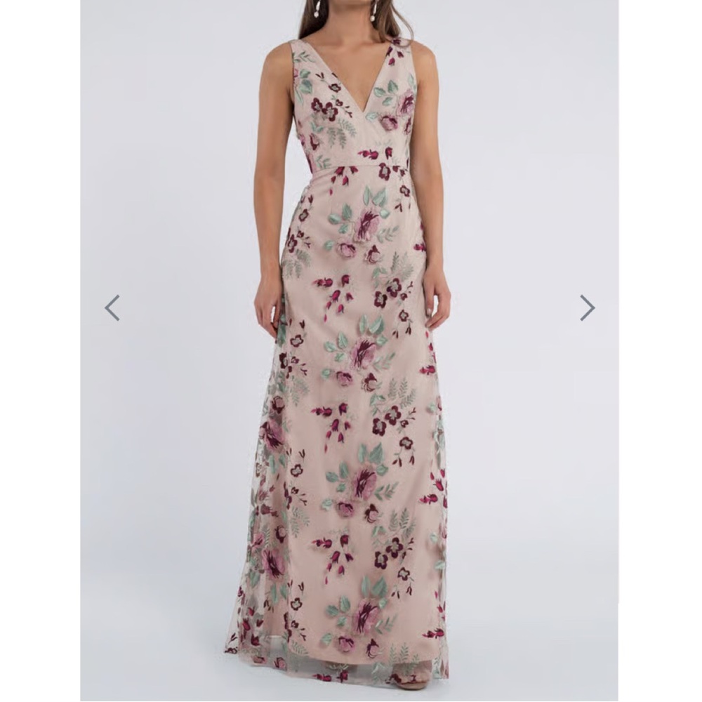 NWT Jenny Yoo Tatum Enchanted Floral Embroidery Formal Dress in Vintage Iris